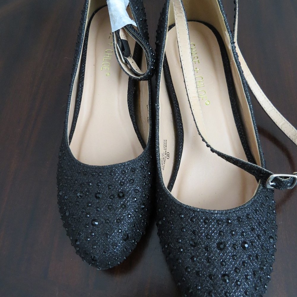 Black Beaded Wedge Heels